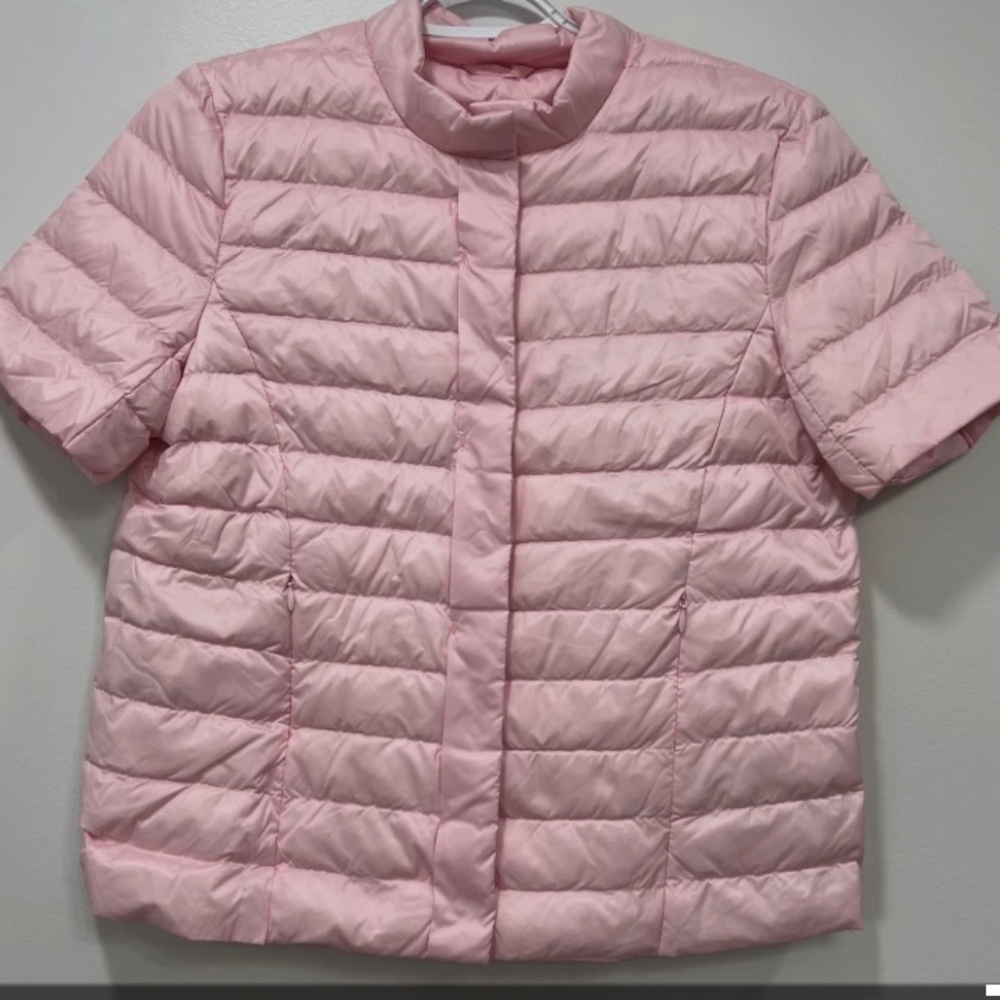 J. McLaughlin Sarabeth Puffer Down Short Sleeve Jacket Light Pink Small
